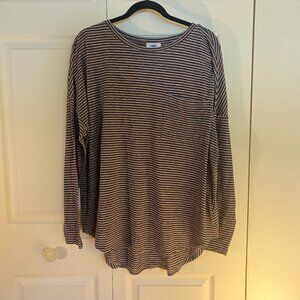 Old Navy grey & black striped long sleeve shirt (XL)